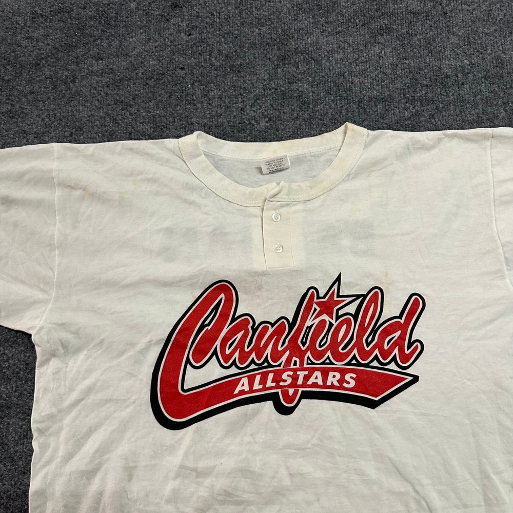 Paramount Sportswear Henley Mens Size L White Canfield Allstars Baseball USA